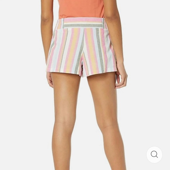 Roxy womens colorful striped shorts pockets pink green beachy linen cotton S - Picture 11 of 11